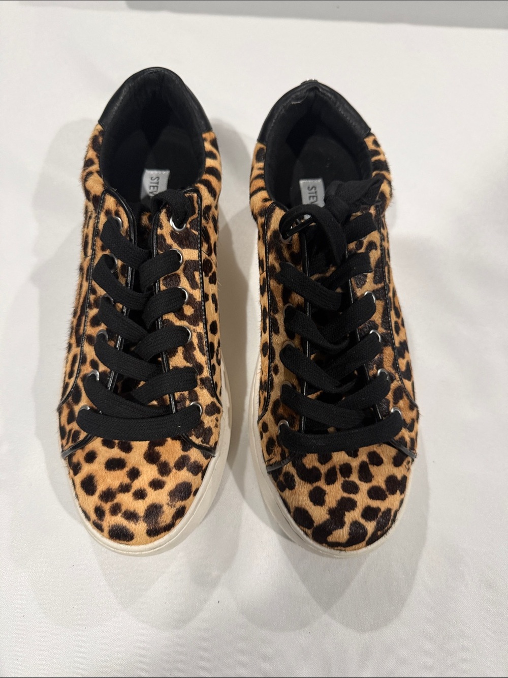 Steve Madden women Leopard Print Sneakers in Black and Tan